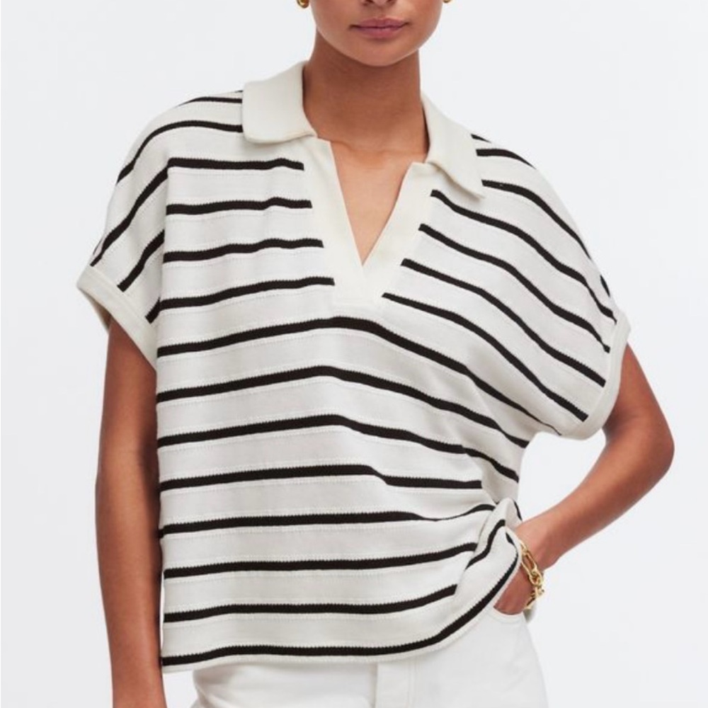 Madewell Black and White Polo Shirt
